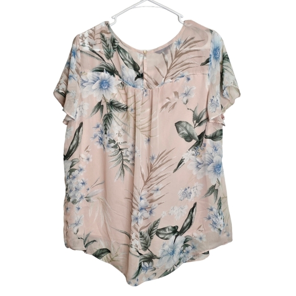 Apt. 9 Short Sleeve Flowy Floral Pink Blouse Double Lined Size XL - Picture 8 of 8